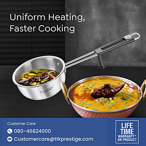Prestige Tri-Ply Stainless Steel Splendour Tadka Pan 13 cm, 550 ml  