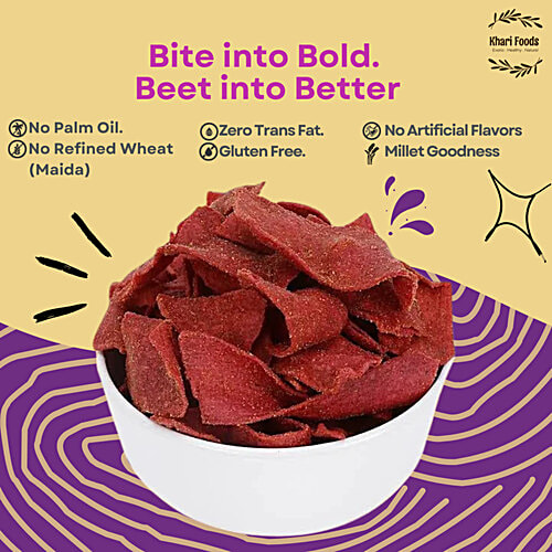 Khari Foods Beetroot Peri Peri Crispies, 50 g Gluten Free, Protein Source, Vegan, 2x Fibre