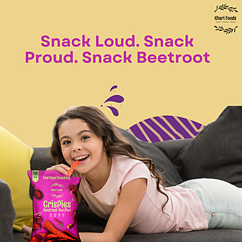 Khari Foods Beetroot Peri Peri Crispies, 50 g Gluten Free, Protein Source, Vegan, 2x Fibre