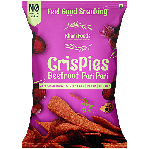 Khari Foods Beetroot Peri Peri Crispies, 50 g Gluten Free, Protein Source, Vegan, 2x Fibre