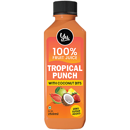 Yu Tropical Punch With Coconut Bits Fruit Juice, 250 ml (Pack of 3) Zero Added Sugar