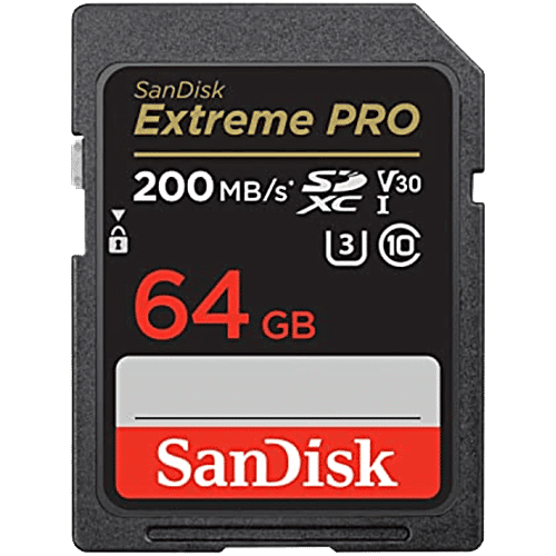 Sandisk Extreme Pro UHS, 64GB SD Card - 200MB/S Read, 90MB/S Write, 4K Video For DSLR & Mirrorless Cameras, 1 pc SDSDXXU-064G-GN4IN 