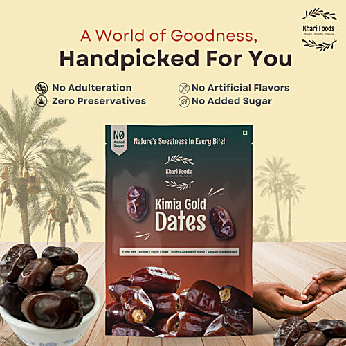 Khari Foods Kimia Gold Dates / Khajoor, 400 g No Added Sugar,