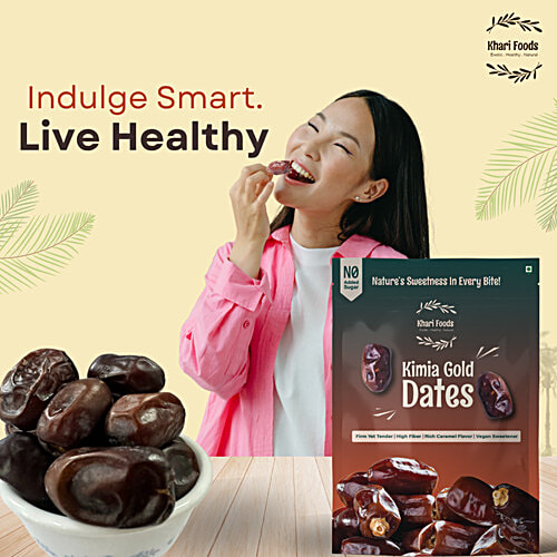 Khari Foods Kimia Gold Dates / Khajoor, 400 g No Added Sugar,