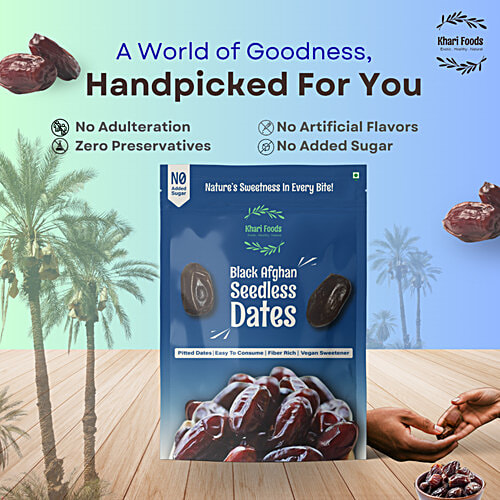 Khari Foods Black Afghan Seedless Dates, 400 g