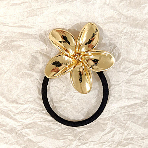 Se7en Golden Floral Hair Rubber Band - Black, 1 pc