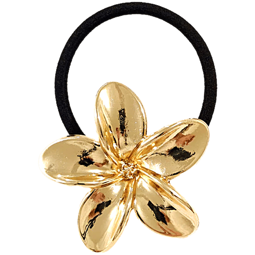 Se7en Golden Floral Hair Rubber Band - Black, 1 pc