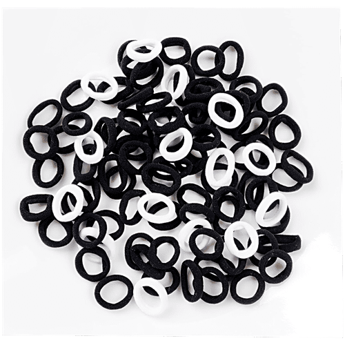Se7en Mini Hair Rubber Band - Black & White, 50 pcs  