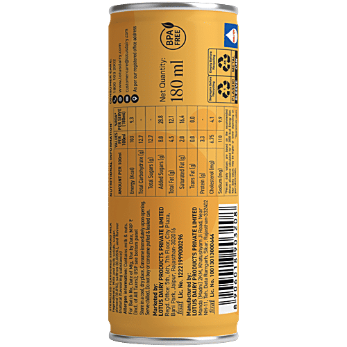 Lotus Dairy Kesar Badam Milk, 180 ml Can With Real bits of Almond & Saffron