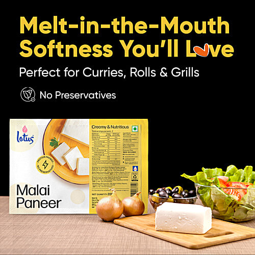 Lotus Dairy Malai Paneer, 200 g Protein packed, No preservatives