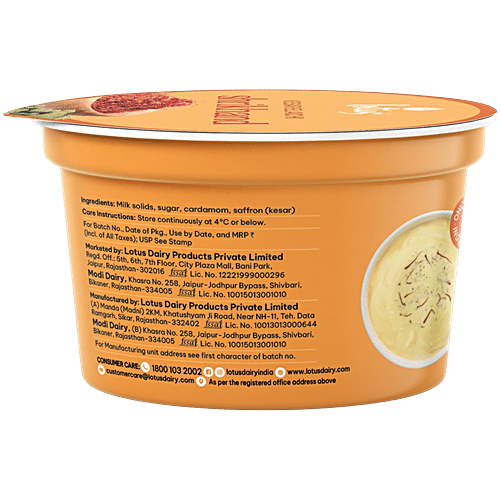 Lotus Dairy Kesar Elaichi Shrikhand, 80 g Cup Only Natural Ingredients