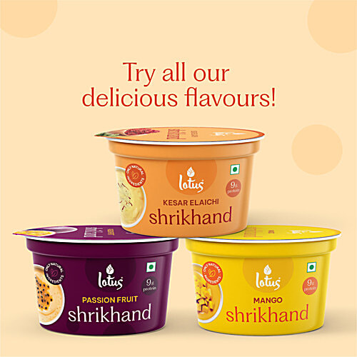 Lotus Dairy Kesar Elaichi Shrikhand, 80 g Cup Only Natural Ingredients