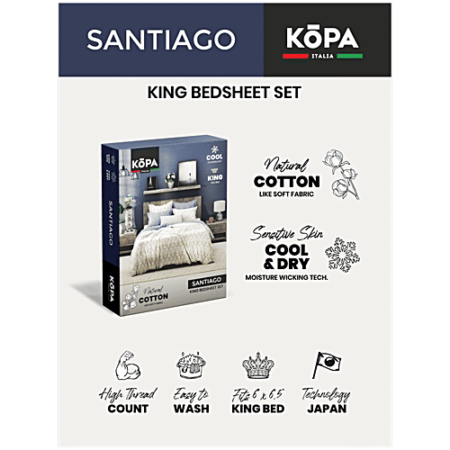 Kopa Santiago Purple Fabric 192 TC 140 GSM King Size Bedsheet With 2 Pillow Covers, 1 Set