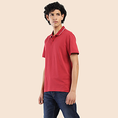 Levi's Red Blue Polo T-Shirt - 100% Cotton, 1 pc (Size - M)