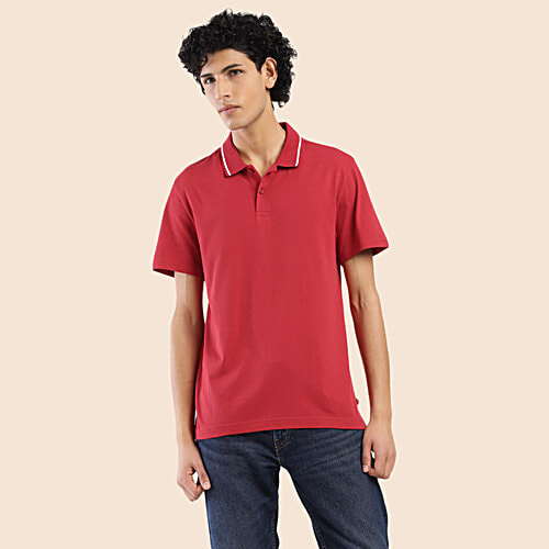 Levi's Red Blue Polo T-Shirt - 100% Cotton, 1 pc (Size - M)