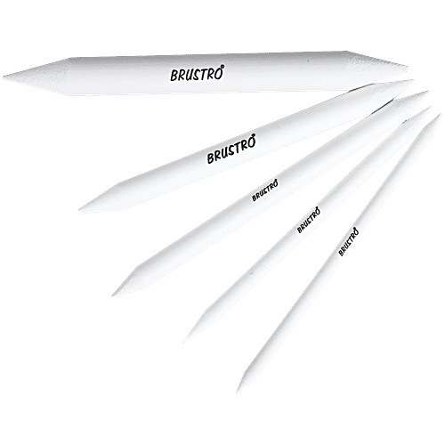 Brustro Blending Stump - White, Both End Pointed, Smooth Blending, Mixing & Shading, 5 pcs Ideal for Students, Artist, Charcoal, Sketch, Drawing Tools