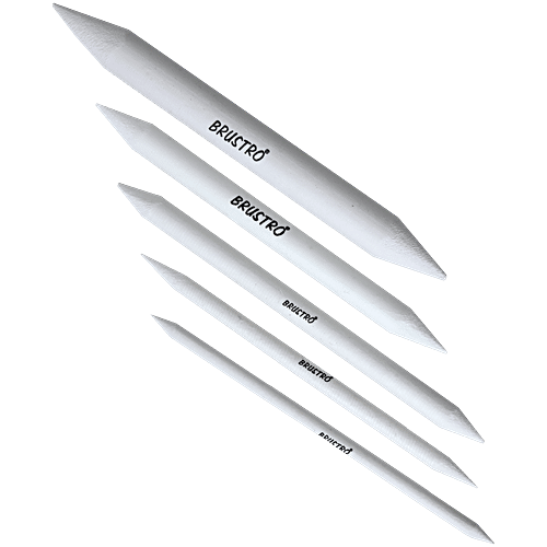 Brustro Blending Stump - White, Both End Pointed, Smooth Blending, Mixing & Shading, 5 pcs Ideal for Students, Artist, Charcoal, Sketch, Drawing Tools