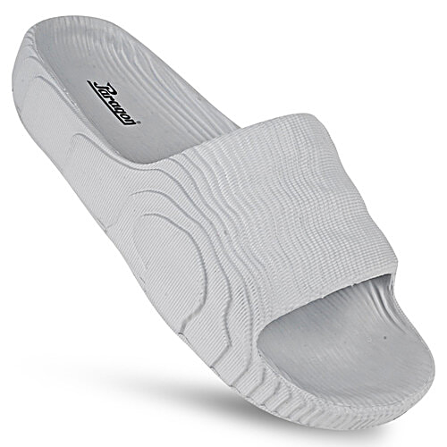 Paragon Daily Wear Lightweight Light Grey Sliders For Men, 1 Pair (Size UK/IND-9)