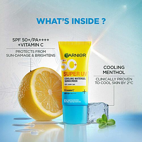 Garnier Super UV Cooling Water Gel Sunscreen - SPF 50 PA++++, 60 ml  