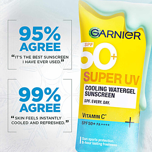 Garnier Super UV Cooling Water Gel Sunscreen - SPF 50 PA++++, 60 ml  
