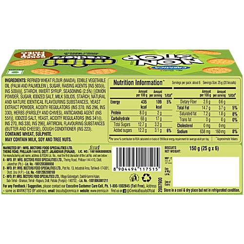 Cremica Non Stop Sour Cream & Onion Mini Cracker, 150 g 6 pcs