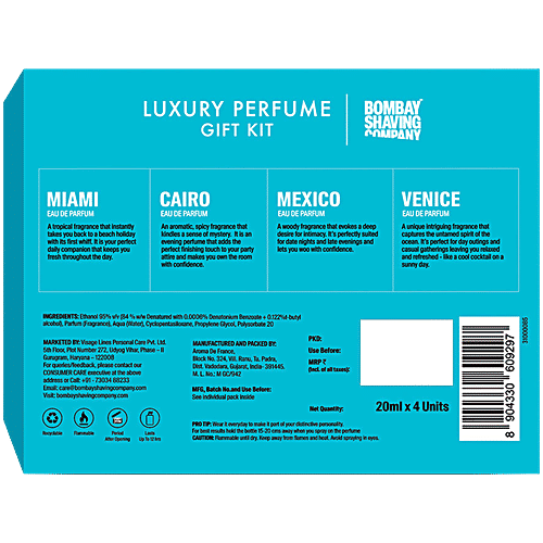 Bombay Shaving Company Luxury Perfume Gift Kit - Eau De Parfum, 20 ml (Pack of 4) 