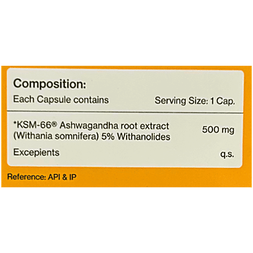 Amocare Ashwagandha KSM66 Veg Capsules - 500 mg, 60 pcs Clinically Proven, Naturally Powerful. With Root Extract