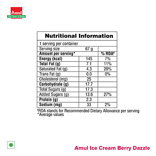 Amul Berry Dazzle Ice Cream, 125 ml  