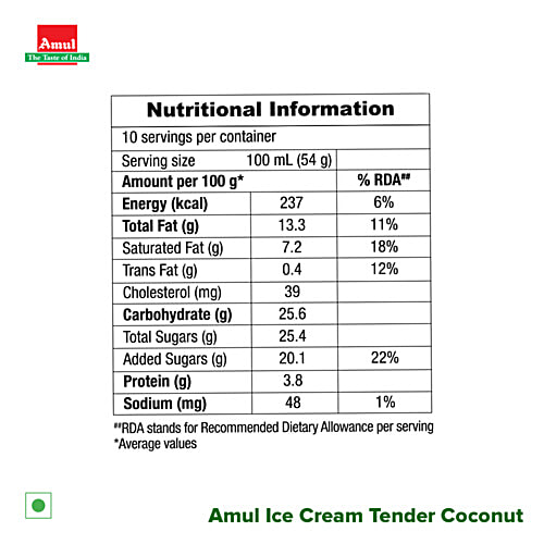 Amul Tender Coconut Ice Cream, 1 L  