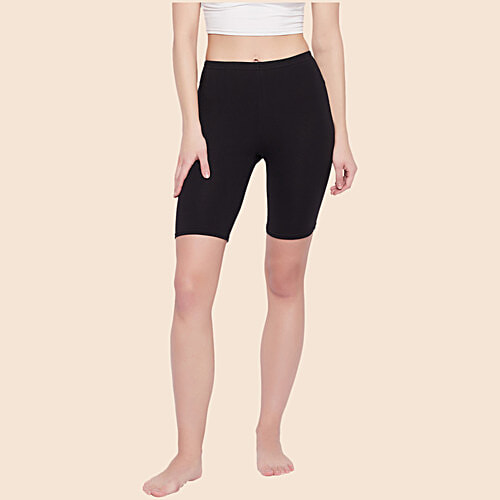 Clovia Cotton Mid Waist Cycling Shorts - With Inner Elastic, 1 pc (Size - L)