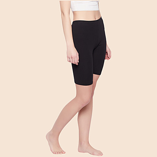 Clovia Cotton Mid Waist Cycling Shorts - With Inner Elastic, 1 pc (Size - L)