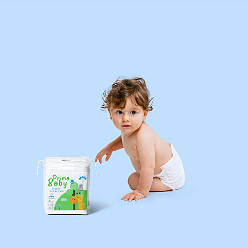 Prima Baby Organic Cotton Pads, 60 pcs Square, Soft & Gentle, Chemical Free, 100% Pure Cotton