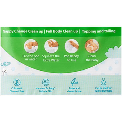 Prima Baby Organic Cotton Pads, 60 pcs Square, Soft & Gentle, Chemical Free, 100% Pure Cotton