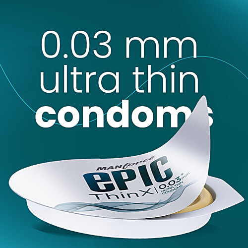 Manforce Condoms Epic ThinX 0.03 mm Ultra Thin Condoms, 3 pcs