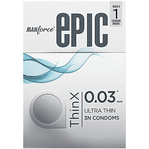 Manforce Condoms Epic ThinX 0.03 mm Ultra Thin Condoms, 3 pcs