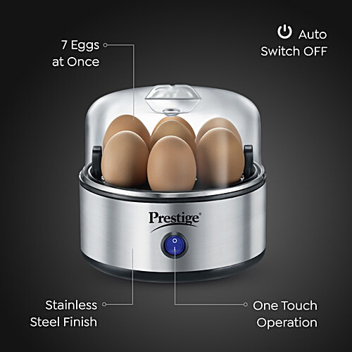 Prestige PEB-01 350W Egg Boiler - 2 Boiling Modes, 7 Egg Capacity, Stainless Steel Body, 1 Unit  Auto-Switch Off