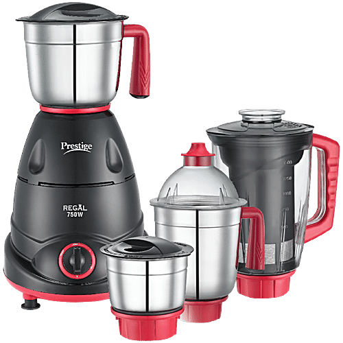 Prestige Regal 750W Mixer Grinder - With 3 Stainless Steel Jars & 1 Juicer Jar, 1 Unit
