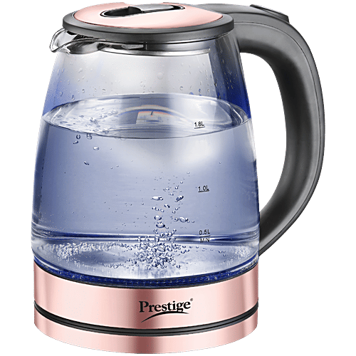 Prestige PKGB 1.8 L Electric Glass Kettle, 1 Unit Blue LED Power Indicator, Borosilicate Glass, Automatic Power Cut-Off