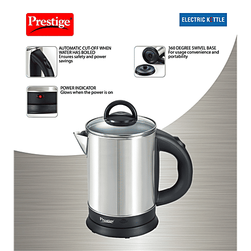Prestige PKGSS Stainless Steel Electric Kettle - 1350 W, 1.7 L, 1 Unit  Automatic Cut-Off, Concealed Element