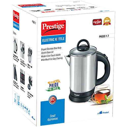 Prestige PKGSS Stainless Steel Electric Kettle - 1350 W, 1.7 L, 1 Unit  Automatic Cut-Off, Concealed Element