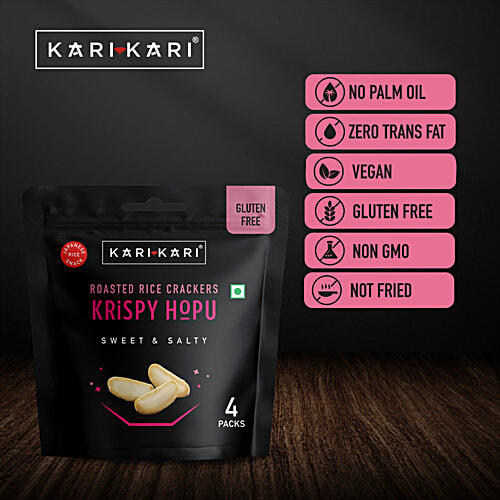 Kari Kari Krispy Hopu Sweet & Salty Roasted Rice Cracker, 60 g (4 x 15 g) 