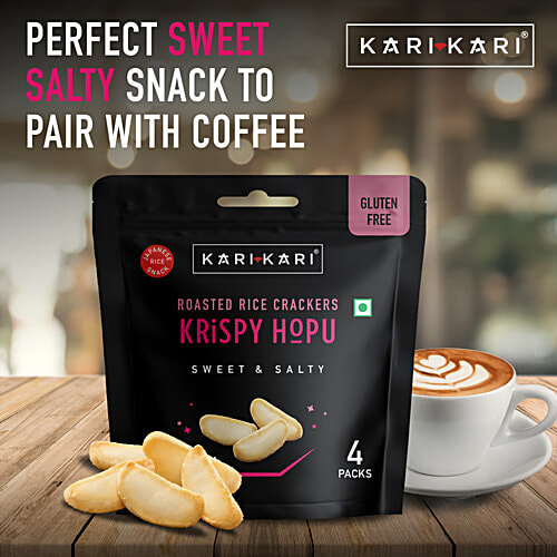 Kari Kari Krispy Hopu Sweet & Salty Roasted Rice Cracker, 60 g (4 x 15 g) 