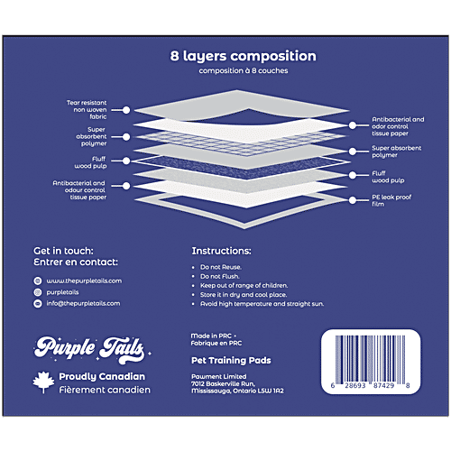 Purple Tails Pet Training Pads - 45 x 60 cm, 10 pcs