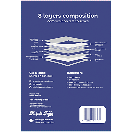 Purple Tails Pet Training Pads - 90 x 60 cm, 25 pcs