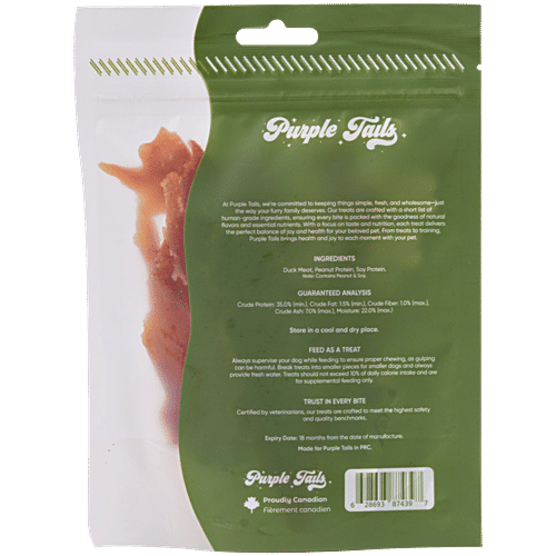Purple Tails Sniff N Snack Dog Treats - Duck Jerky, 70 g