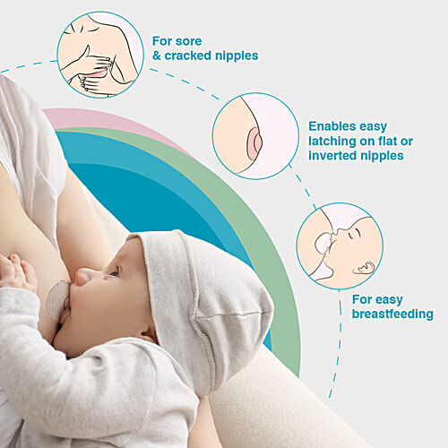 Vega Baby & Mom Ultra Soft Silicone Nipple Shield - For Cracked & Sore Nipples, 2 pcs (VBBF3-04) 