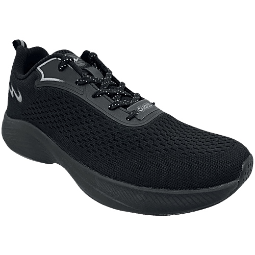 Campus Men's Running Shoes - Black & Silver, 1 Pair (UK/IND-9) 