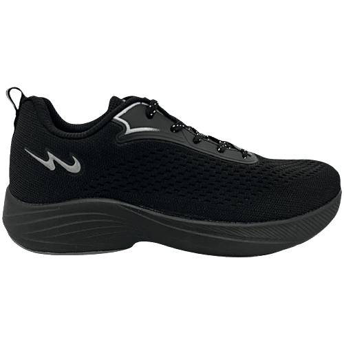 Campus Men's Running Shoes - Black & Silver, 1 Pair (UK/IND-9) 