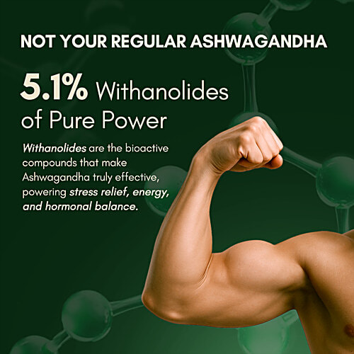 Rasayanam Ashwagandha KSM-66 500 mg Capsules, 60 pcs  Increase Vigour & Strength, Boosts Energy Level, Reduce Stress Levels