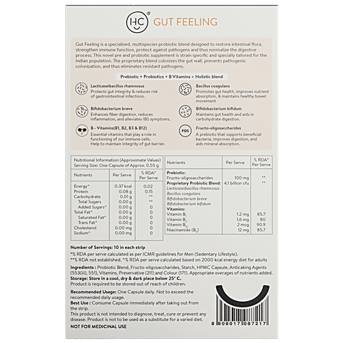 Happy Cultures Gut Feeling Health Supplement Capsules - Blend Of Pre-Probiotic & B Vitamins, 30 pcs  Restores Gut Balance, Daily Gut & Digestive Health